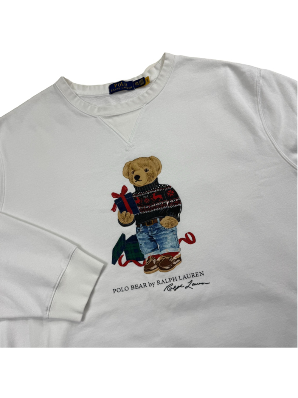 Polo Ralph Lauren Mens XXL White Christmas Gift Bear Fleece Sweater Festive